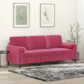 Miniatyrbillede 1 af 8: vidaXL 3-personers sofa med pyntepuder 180 cm velour vinrød