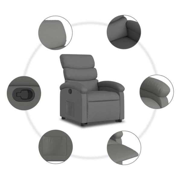 vidaXL Reclinerfåtölj med uppresningshjälp mörkgrå tyg