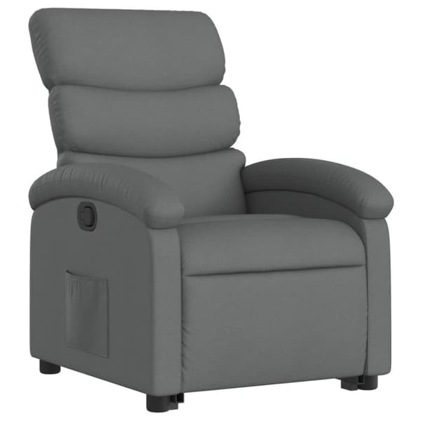 vidaXL Reclinerfåtölj med uppresningshjälp mörkgrå tyg