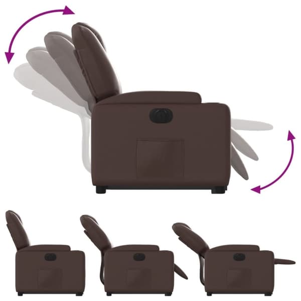 vidaXL Reclinerfåtölj med uppresningshjälp brun konstläder