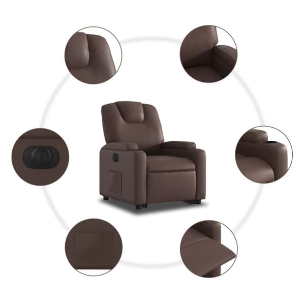 vidaXL Reclinerfåtölj med uppresningshjälp brun konstläder