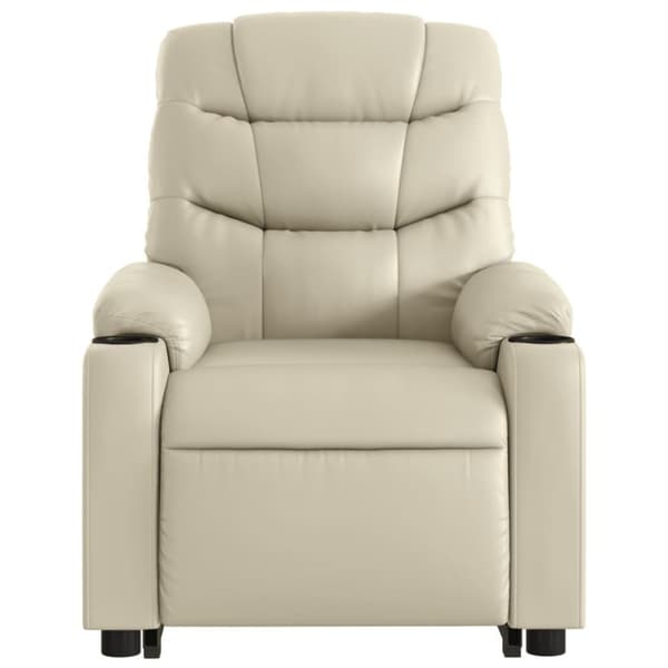 vidaXL Reclinerfåtölj med uppresningshjälp gräddvit konstläder