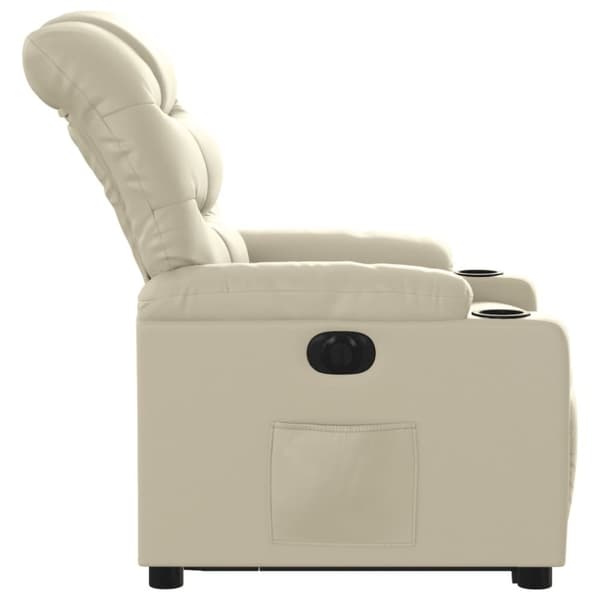 vidaXL Reclinerfåtölj med uppresningshjälp gräddvit konstläder