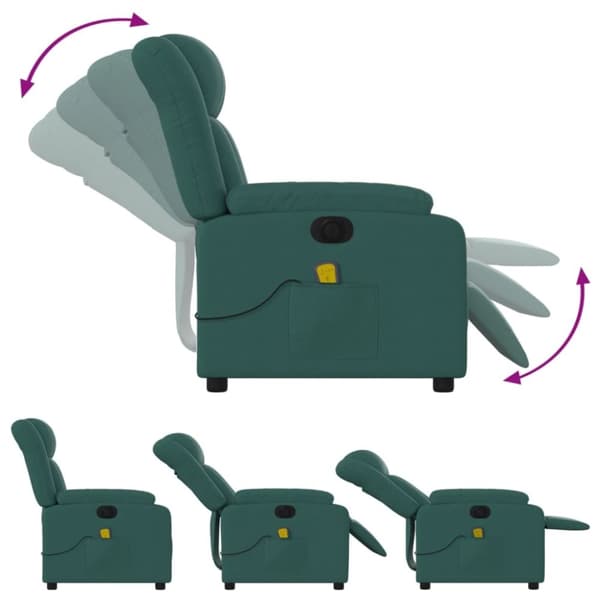 vidaXL Elektrisk massagefåtölj mörkgrön tyg