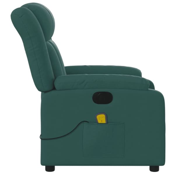 vidaXL Elektrisk massagefåtölj mörkgrön tyg