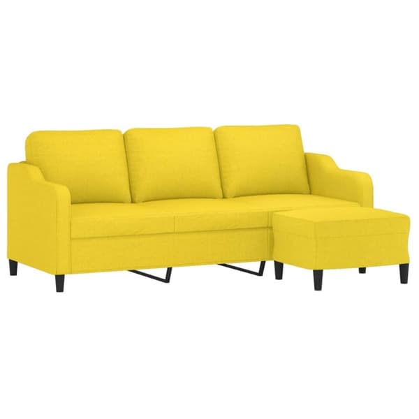 vidaXL 3-sitssoffa med fotpall Ljusgul 180 cm tyg