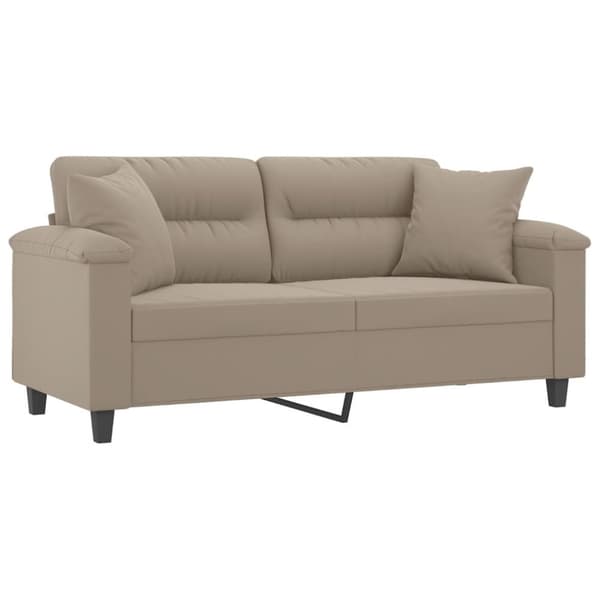 vidaXL 2-sitssoffa med prydnadskuddar taupe 140 cm mikrofibertyg