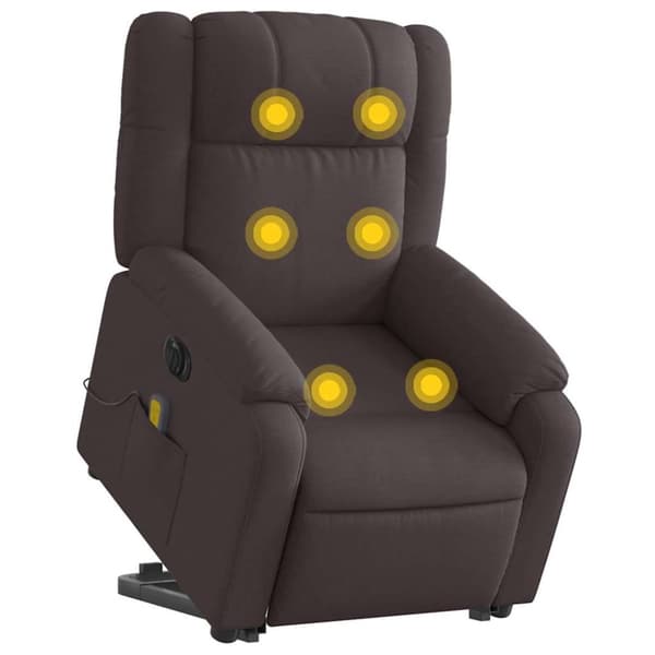 vidaXL Elektrisk massagefåtölj med uppresningshjälp mörkbrun tyg