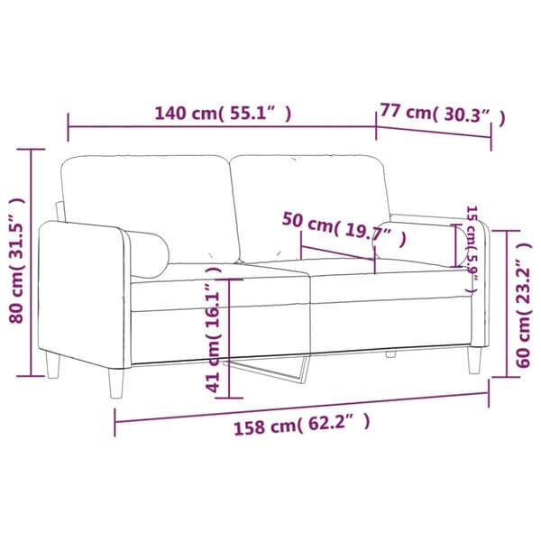 vidaXL 2-personers sofa med pyntepuder 140 cm velour brun