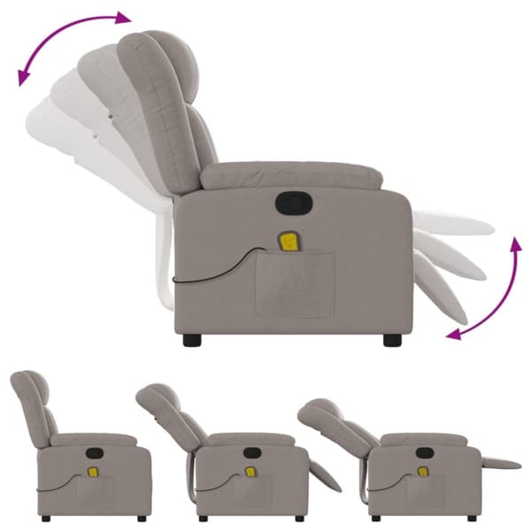 vidaXL Massagefåtölj taupe tyg