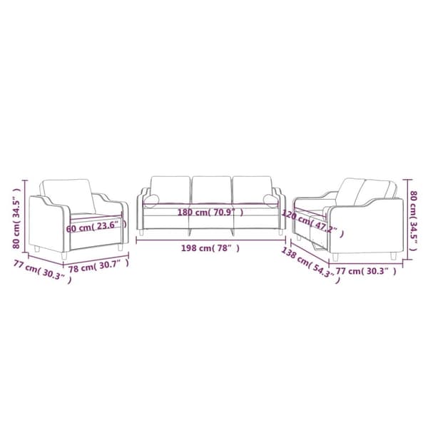 vidaXL sofasæt 3 dele med puder stof cremefarvet