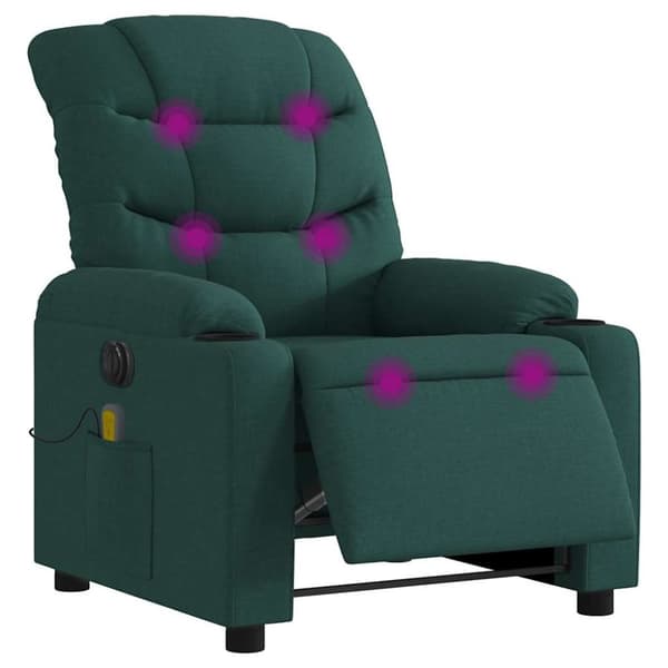 vidaXL Elektrisk massagefåtölj mörkgrön tyg