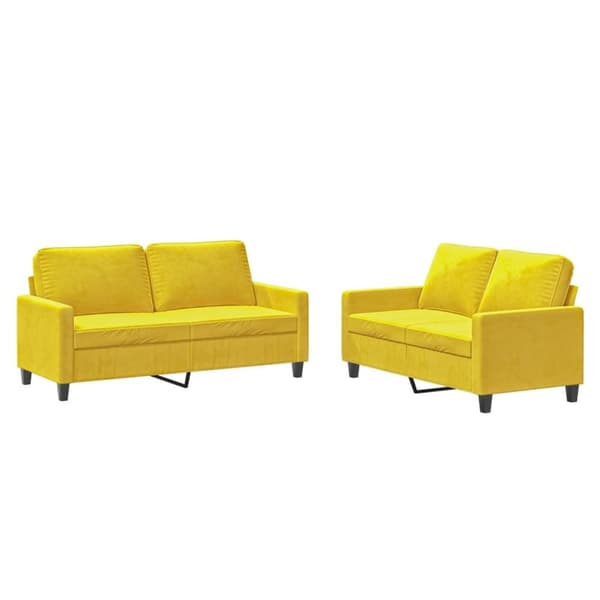 vidaXL sofasæt 2 dele med hynder velour gul