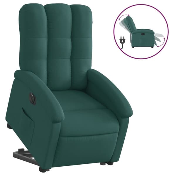 vidaXL Elektrisk reclinerfåtölj med uppresningshjälp mörkgrön tyg