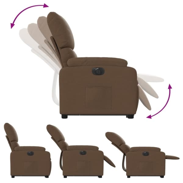 vidaXL Elektrisk reclinerfåtölj med uppresningshjälp brun tyg
