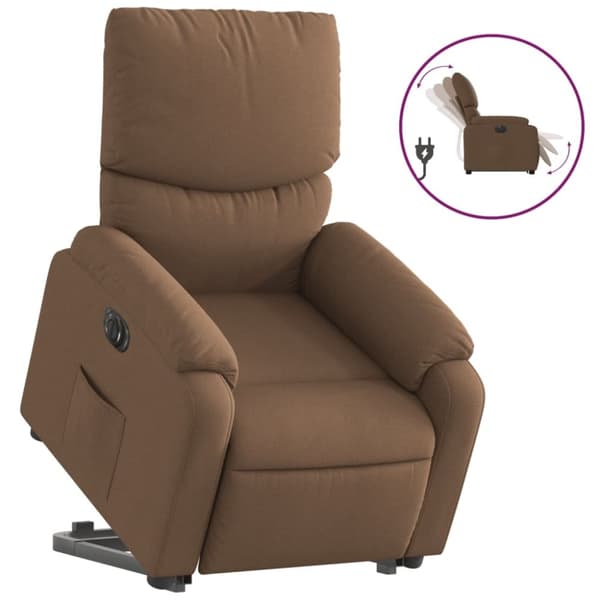 vidaXL Elektrisk reclinerfåtölj med uppresningshjälp brun tyg
