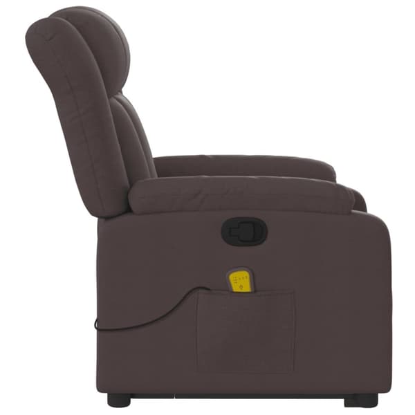 vidaXL Massagefåtölj med uppresningshjälp mörkbrun tyg