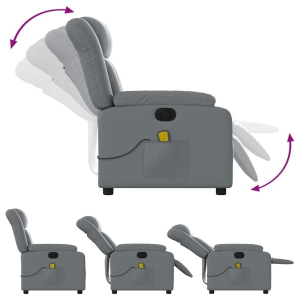 vidaXL Elektrisk massagefåtölj grå konstläder