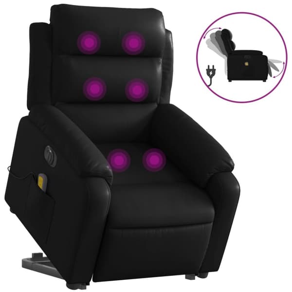 vidaXL massagestol med løftefunktion kunstlæder sort