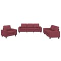 Miniatyrbillede 1 af 8: vidaXL sofasæt 3 dele stof vinrød