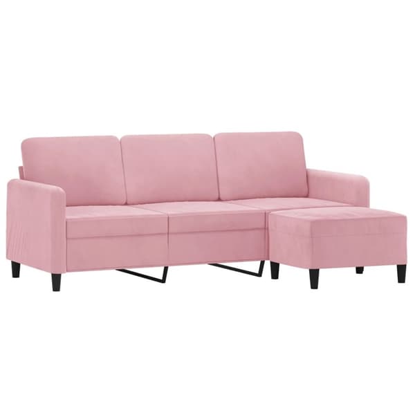 vidaXL 3-personers sofa med fodskammel 180 cm velour lyserød