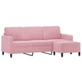 Miniatyrbillede 2 af 7: vidaXL 3-personers sofa med fodskammel 180 cm velour lyserød