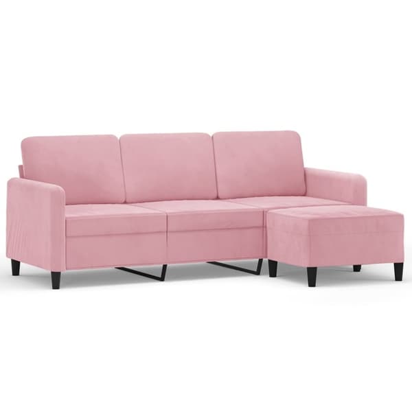 vidaXL 3-personers sofa med fodskammel 180 cm velour lyserød