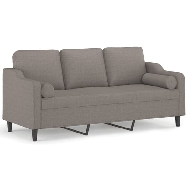 vidaXL 3-personers sofa med pyntepuder 180 cm stof gråbrun