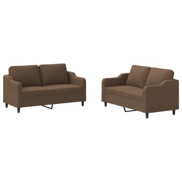vidaXL sofasæt 2 dele med hynder stof brun