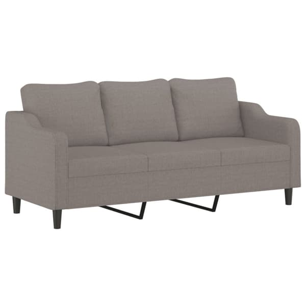 vidaXL 3-sitssoffa med prydnadskuddar taupe 180 cm tyg