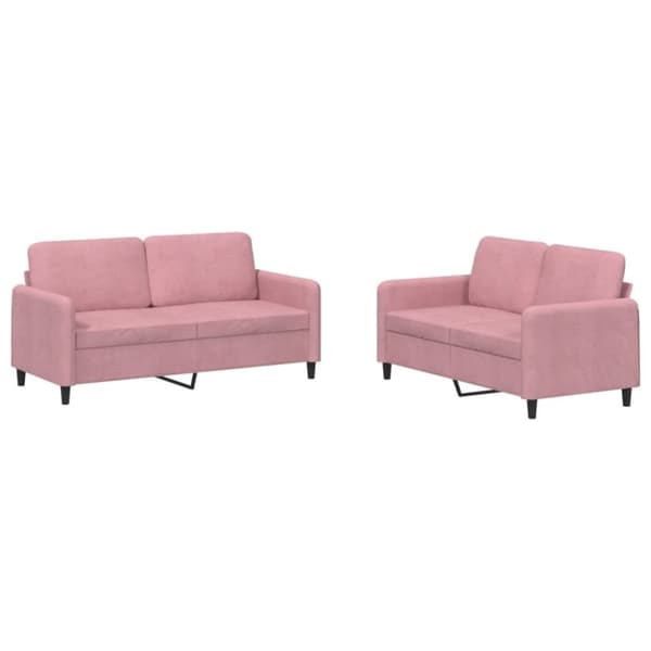 vidaXL Soffgrupp 2 delar rosa sammet