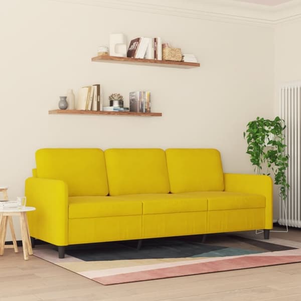 vidaXL 3-sitssoffa gul 180 cm sammet