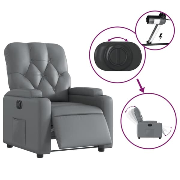 vidaXL Elektrisk reclinerfåtölj grå konstläder