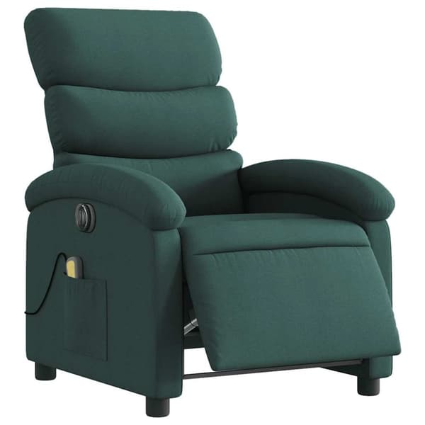 vidaXL Elektrisk massagefåtölj mörkgrön tyg