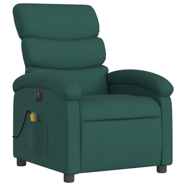 vidaXL Elektrisk massagefåtölj mörkgrön tyg