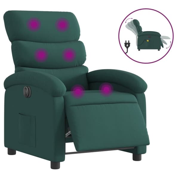 vidaXL Elektrisk massagefåtölj mörkgrön tyg