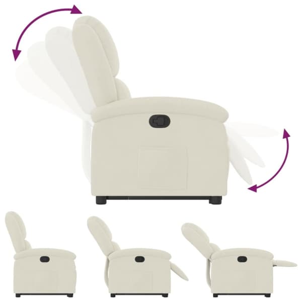 vidaXL Reclinerfåtölj med uppresningshjälp gräddvit sammet