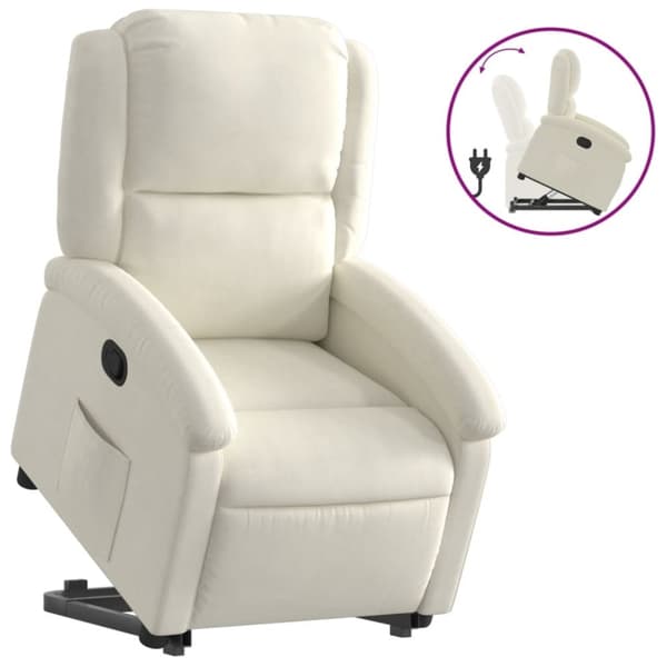 vidaXL Reclinerfåtölj med uppresningshjälp gräddvit sammet