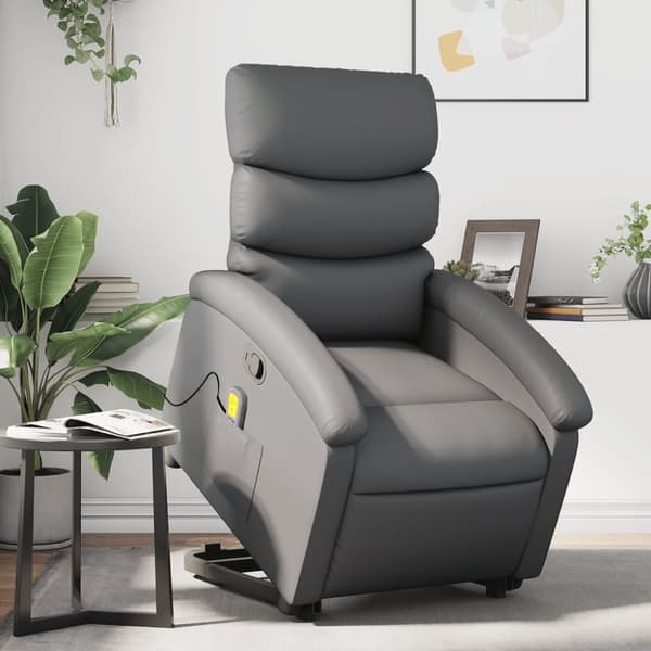 vidaXL løftestol med massagefunktion kunstlæder grå