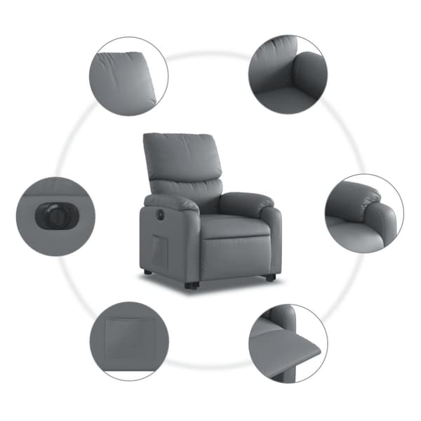 vidaXL Reclinerfåtölj med uppresningshjälp grå konstläder