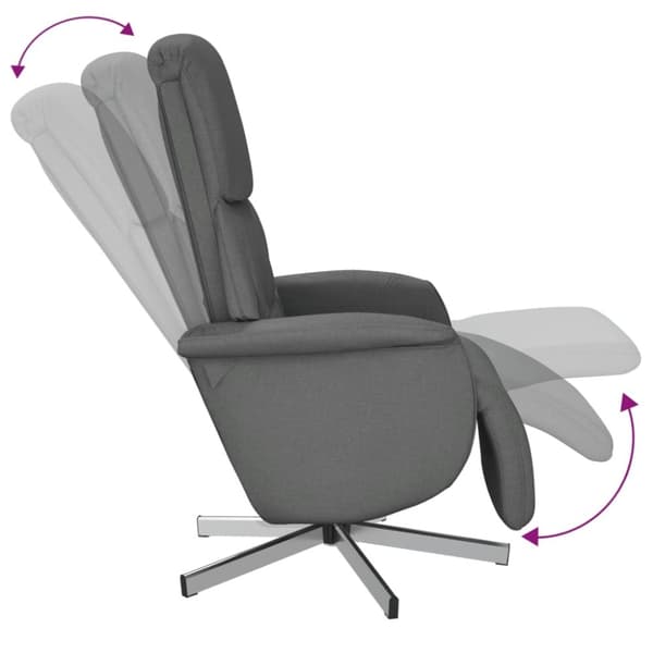 vidaXL Reclinerfåtölj med fotstöd mörkgrå tyg