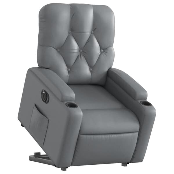vidaXL Reclinerfåtölj med uppresningshjälp grå konstläder