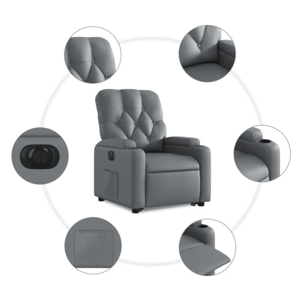 vidaXL Reclinerfåtölj med uppresningshjälp grå konstläder