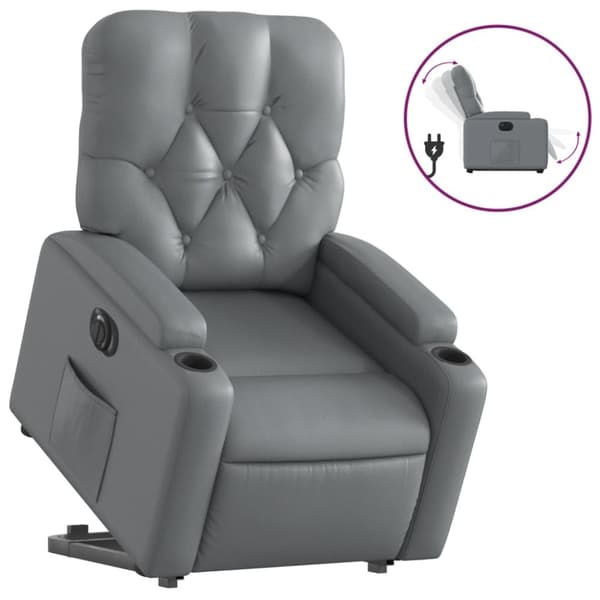 vidaXL Reclinerfåtölj med uppresningshjälp grå konstläder