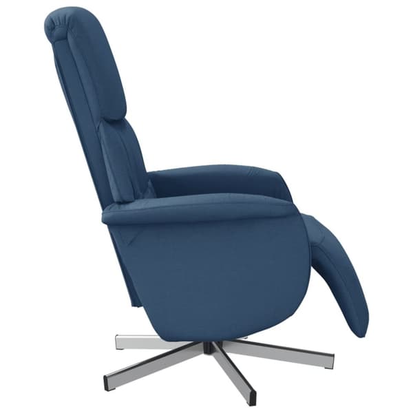 vidaXL Reclinerfåtölj med fotstöd blå tyg