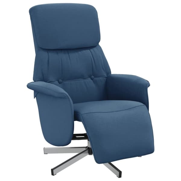vidaXL Reclinerfåtölj med fotstöd blå tyg