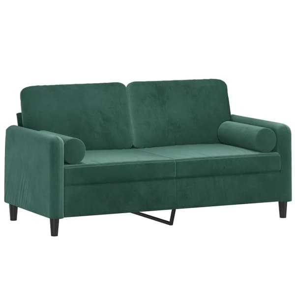vidaXL 2-sitssoffa med prydnadskuddar mörkgrön 140 cm sammet