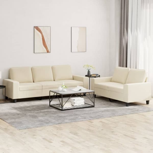 vidaXL sofasæt 2 dele stof cremefarvet