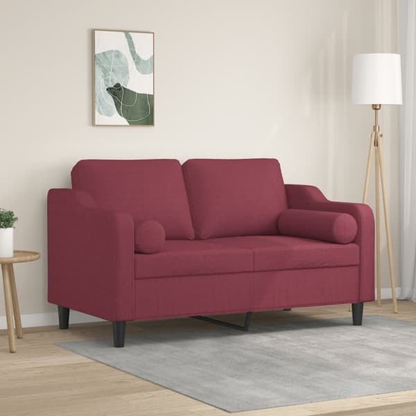 vidaXL 2-personers sofa med pyntepuder 120 cm stof vinrød