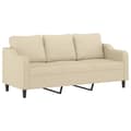 Miniatyrbillede 3 af 8: vidaXL 3-personers sofa med pyntepuder 180 cm stof cremefarvet